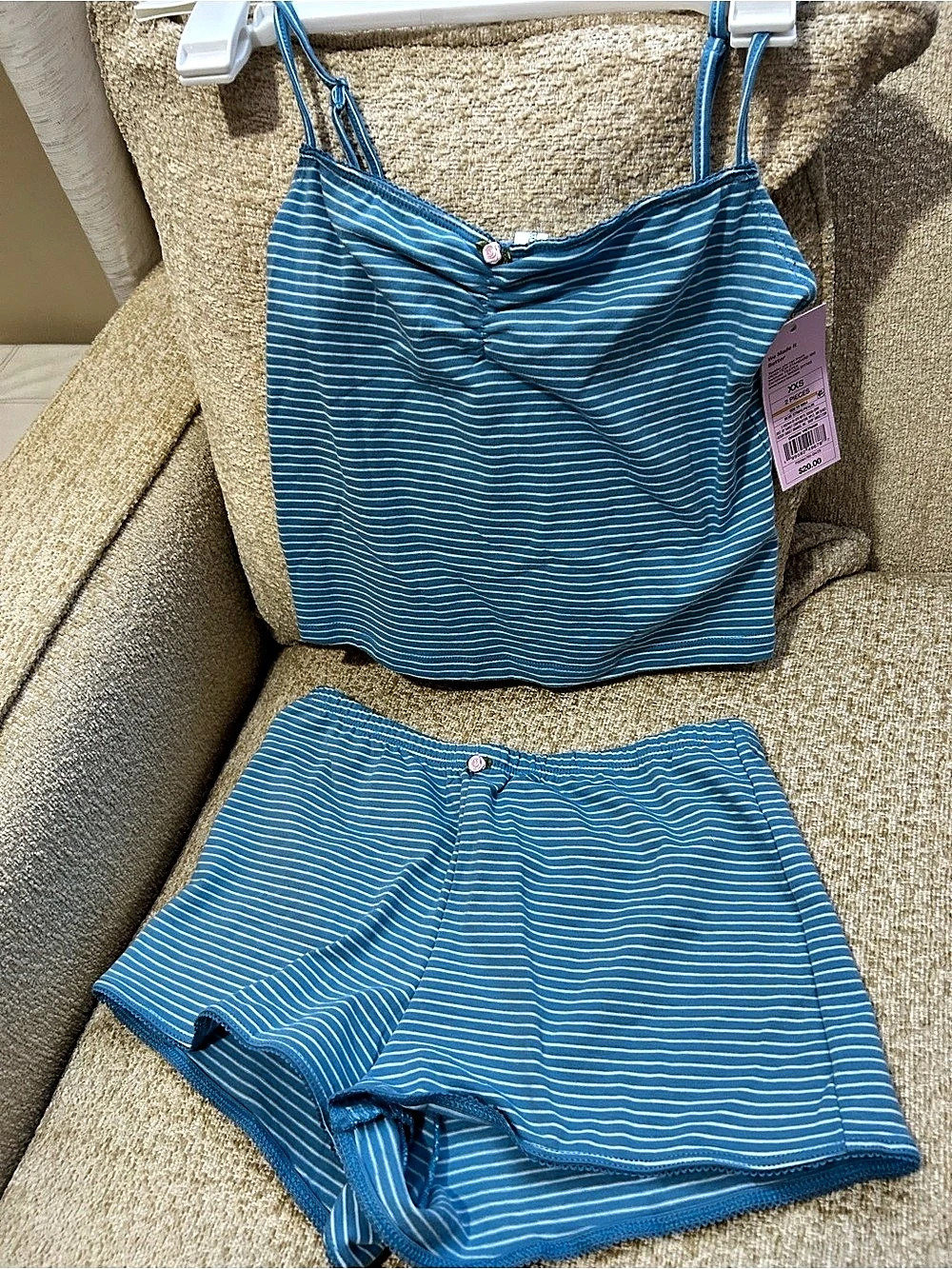 Wild fable  Girls Blue & White Striped Pajama Set Size XXS NWT. Can fit an Xs